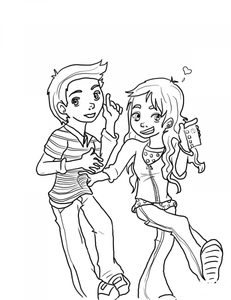 Sam and Freddie Walking coloring page image