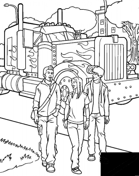 Sam With His Friends  coloring page image