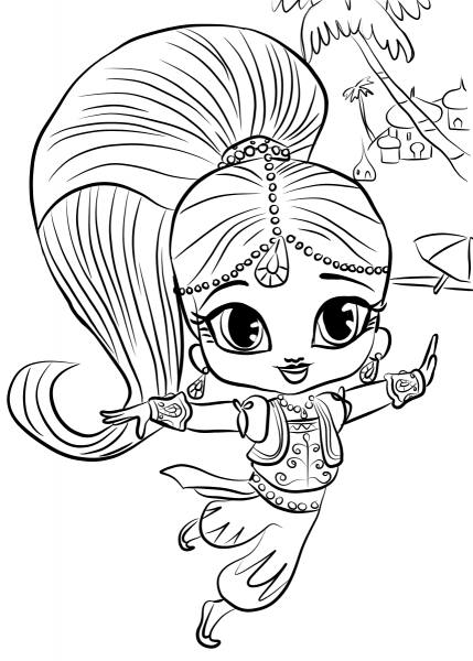 Samira from Shimmer and Shine coloring page image