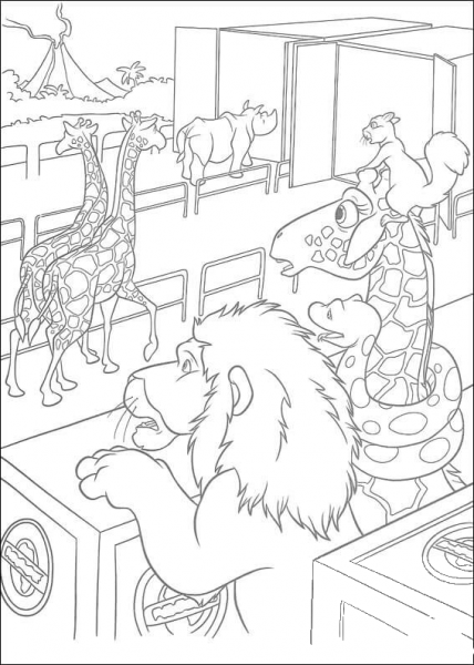 Samson, Benny, Larry And Bridget Are Looking At zoo Animals  coloring page image