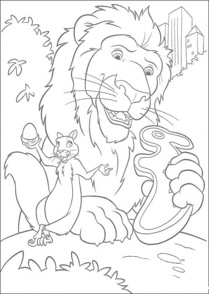 Samson The Lion And Benny The Squirrel  coloring page image
