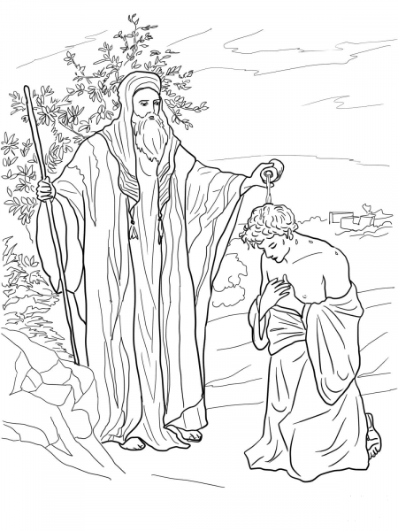 Samuel anoints Saul as King coloring page image