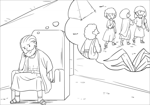 Samuel Rebukes Saul (1 Samuel 13:6-14) coloring page image