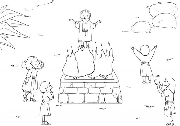 Samuel Rebukes Saul (1 Samuel 13:6-14) coloring page image