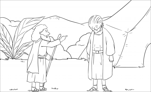 Samuel Rebukes Saul (1 Samuel 13:6-14) coloring page image