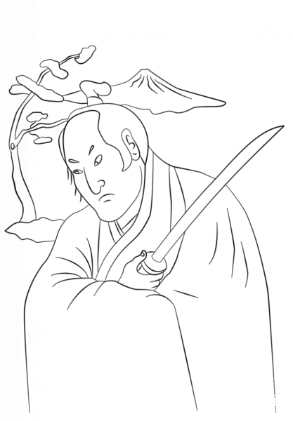 Samurai warrior coloring page image
