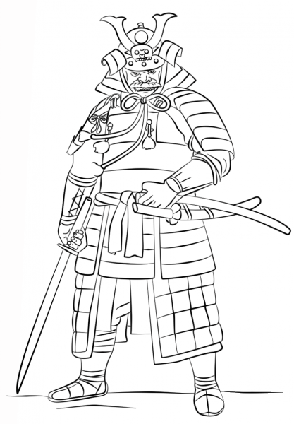 Samurai Wearing an Å-yoroi coloring page image