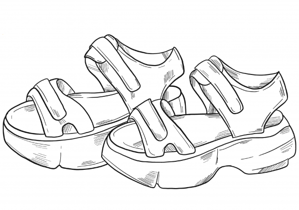 Sandals coloring page image