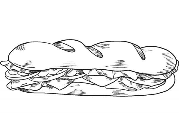 Sandwich coloring page image