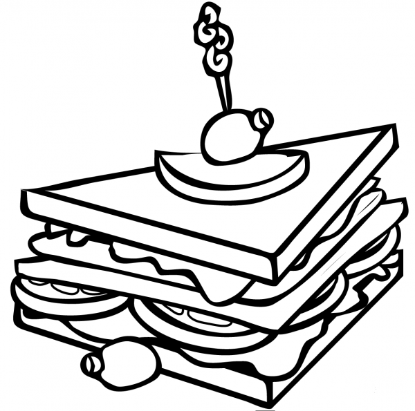 Sandwich coloring page image