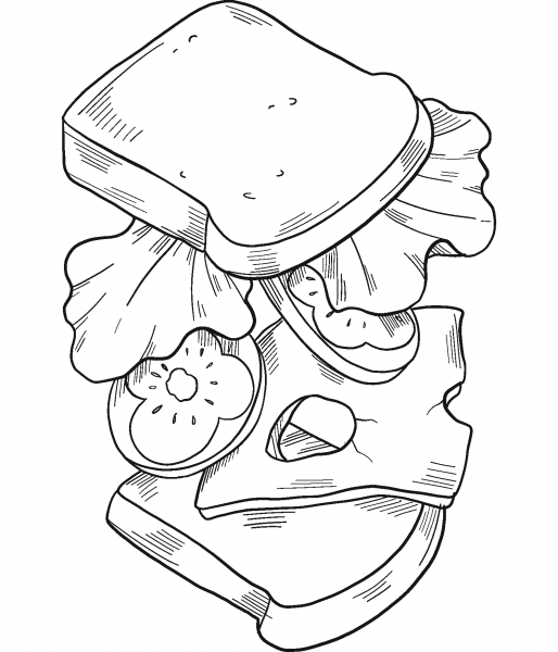 Sandwich coloring page image
