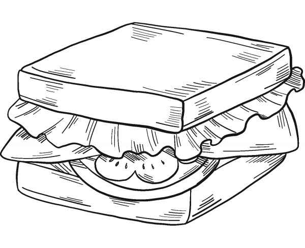Sandwich coloring page image