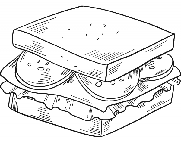 Sandwich coloring page image