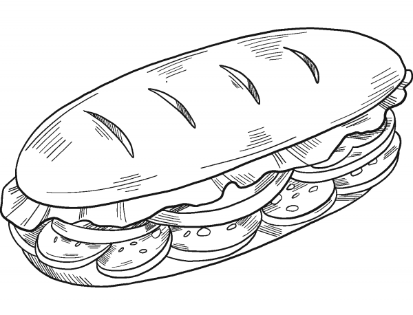 Sandwich coloring page image