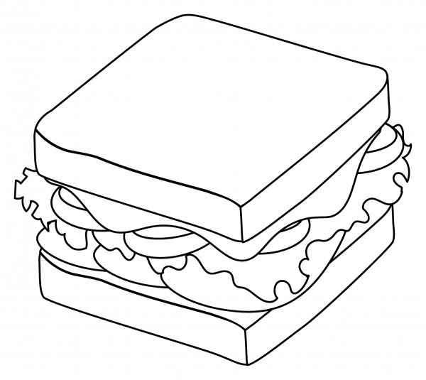 Sandwich Emoji coloring page image