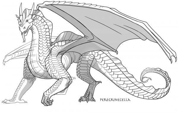 Sandwing Dragon coloring page image