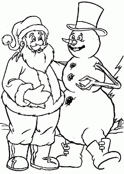 Santa and the Snowman  coloring page image