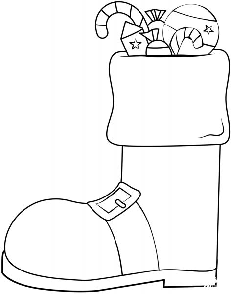 Santa Boot coloring page image
