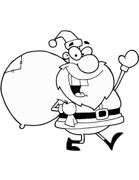 Santa Claus Carrying Bag coloring page image