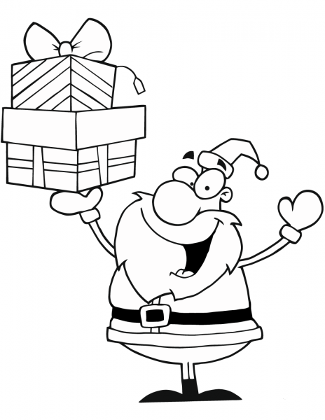 Santa Claus Holding Presents coloring page image