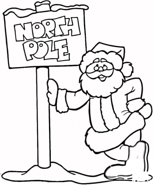 Santa Claus in the North Pole coloring page image