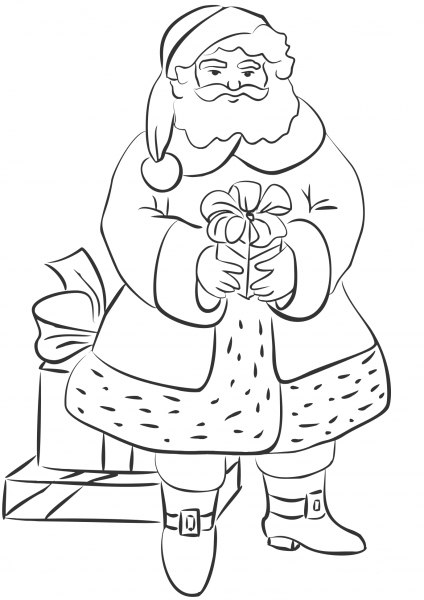 Santa Claus with Gifts coloring page image