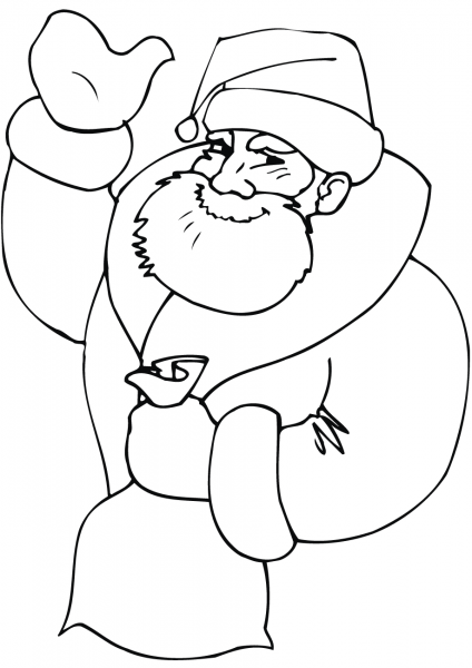 Santa Holding a Bag of Toys coloring page image