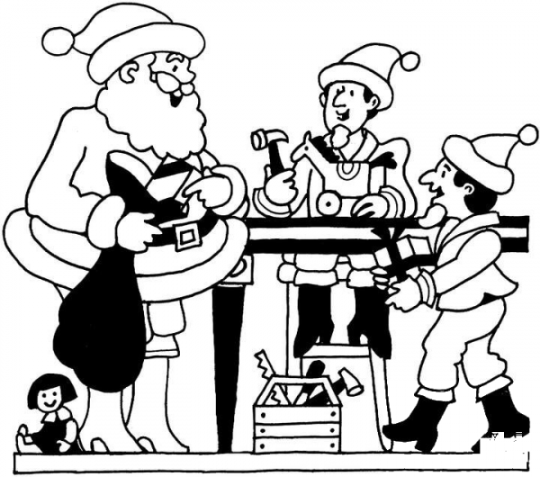 Santaâs Workshop coloring page image