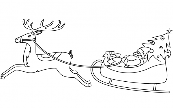 Santa Sleigh coloring page image