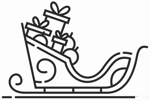 Santa Sleigh coloring page image