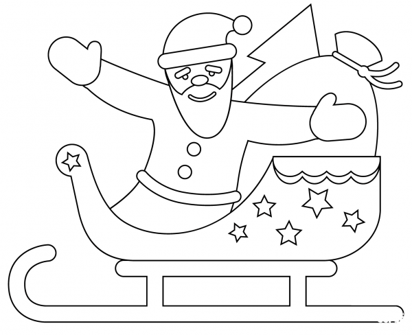 Santa Sleigh coloring page image