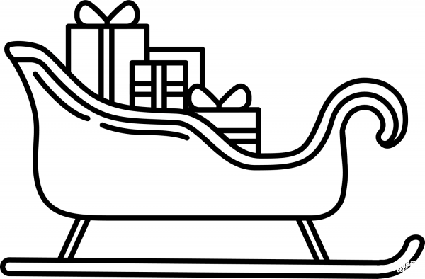 Santa Sleigh coloring page image