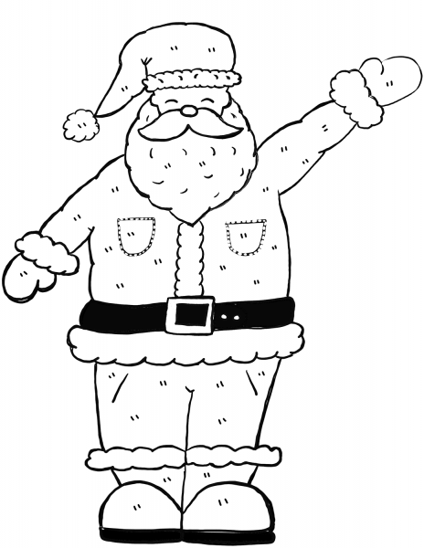Santa Waving Hand coloring page image