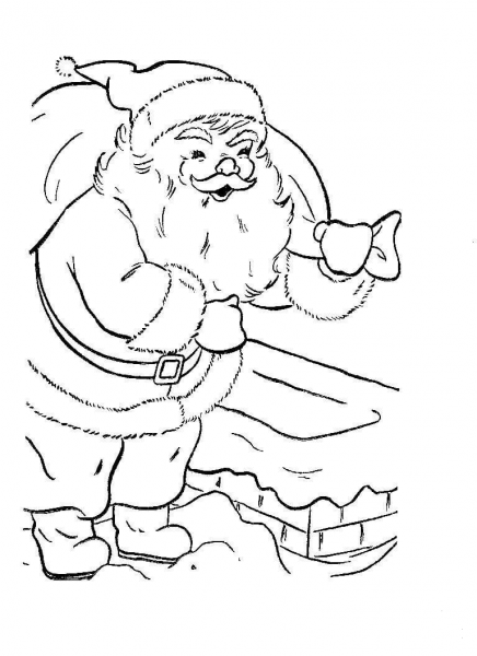 Santa with Christmas presents coloring page image