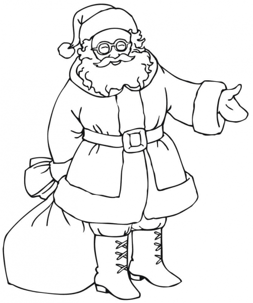 Santa with Gift Bag  coloring page image
