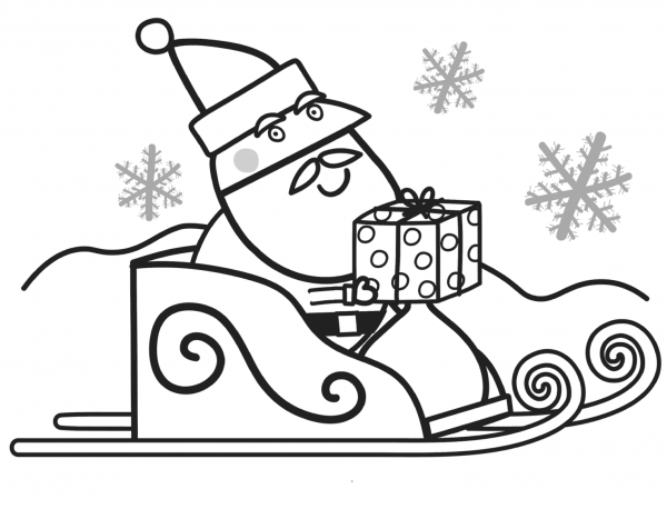 Santa with Gift Box for Peppa coloring page image