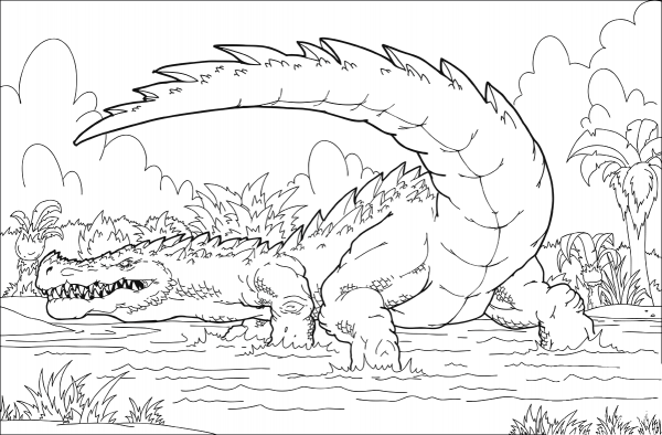 Sarcosuchus – Prehistoric Crocodile coloring page image