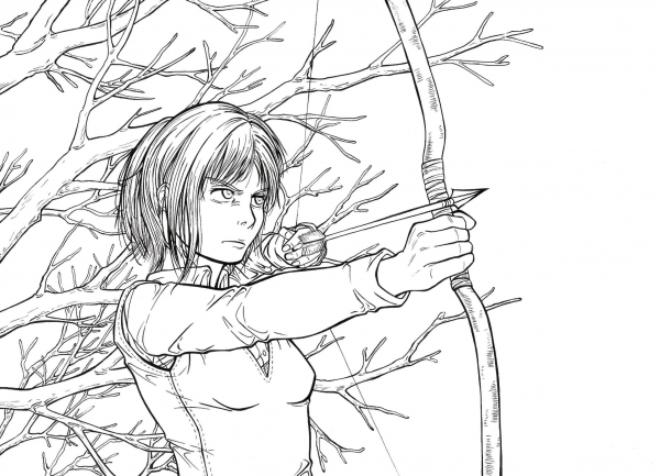 Sasha Blouse (Burausu) from Manga/Anime series Shingeki no Kyojin (Attack on Titan: Advancing Giants) coloring page image