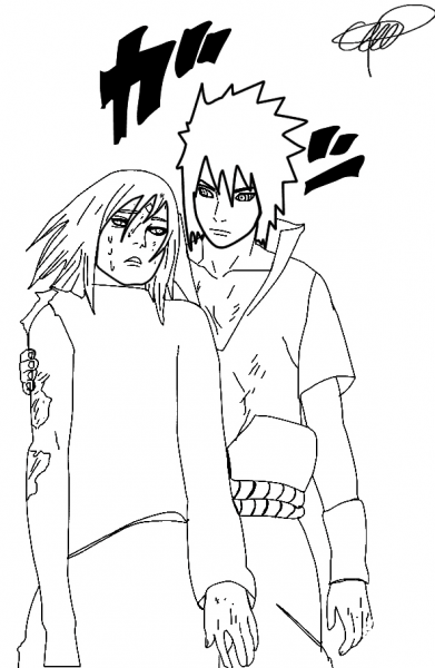 SasuSaku coloring page image