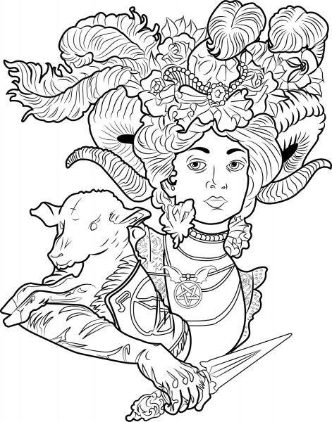 Satanic Woman coloring page image