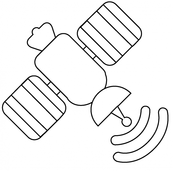 Satellite Emoji coloring page image