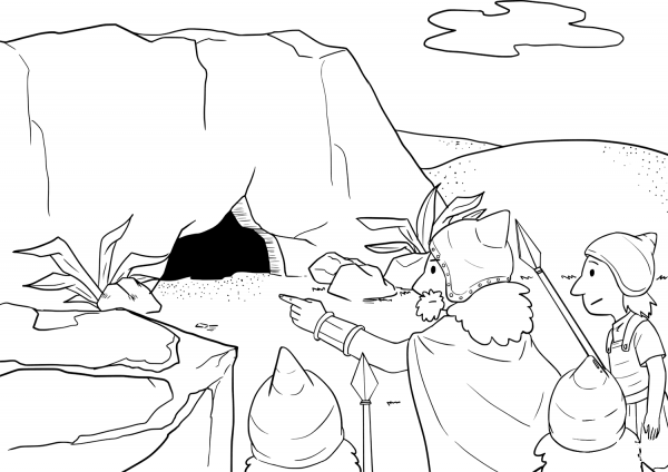 Saul Goes to the Cave coloring page image