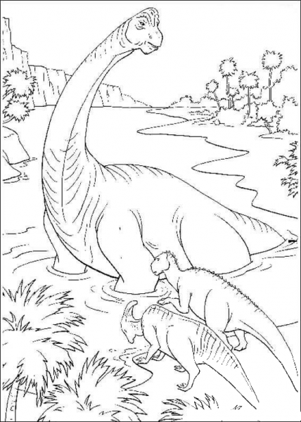 Sauropod in the Lake coloring page image