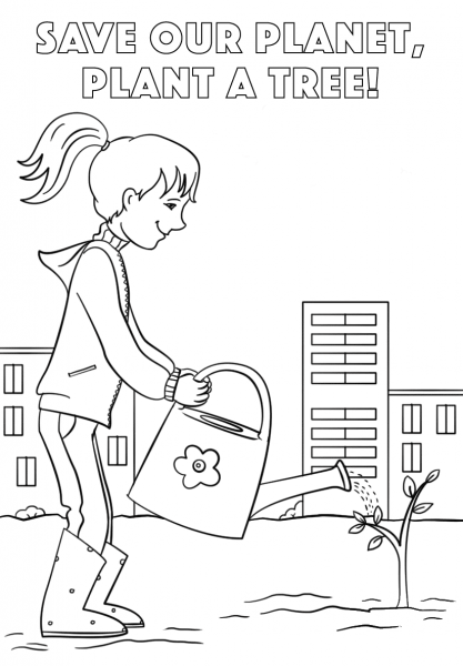 Save our Planet, Plant a Tree coloring page image