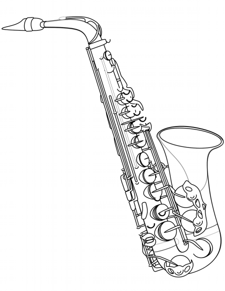 Saxophone coloring page image