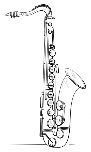 Saxophone coloring page image