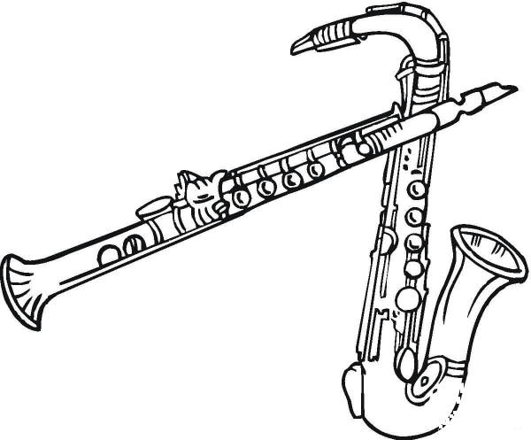Saxophones and Clarinet  coloring page image
