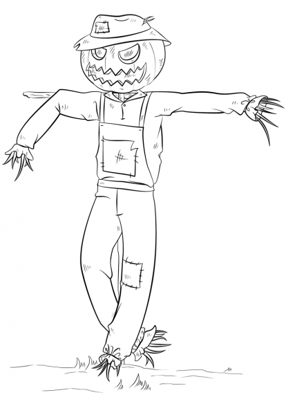 Scarecrow coloring page image