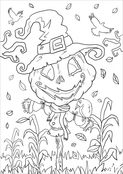 Scarecrow coloring page image