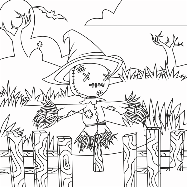 Scarecrow coloring page image